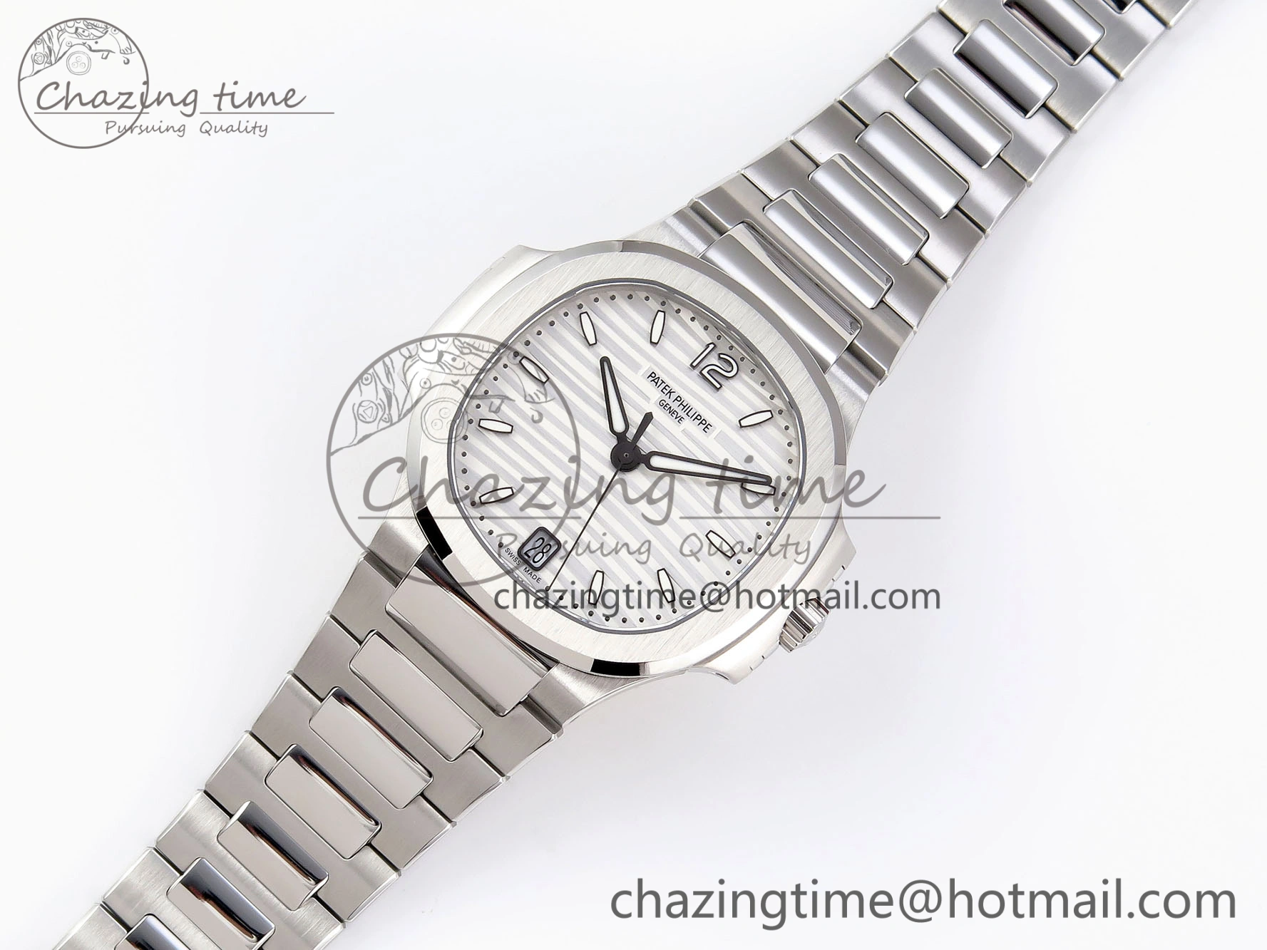 NAUTILUS 7118 LADIES SS PPF 1:1 BEST EDITION WHITE DIAL ON SS BRACELET 324CS