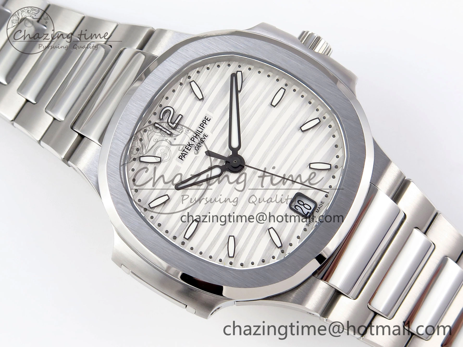 NAUTILUS 7118 LADIES SS PPF 1:1 BEST EDITION WHITE DIAL ON SS BRACELET 324CS