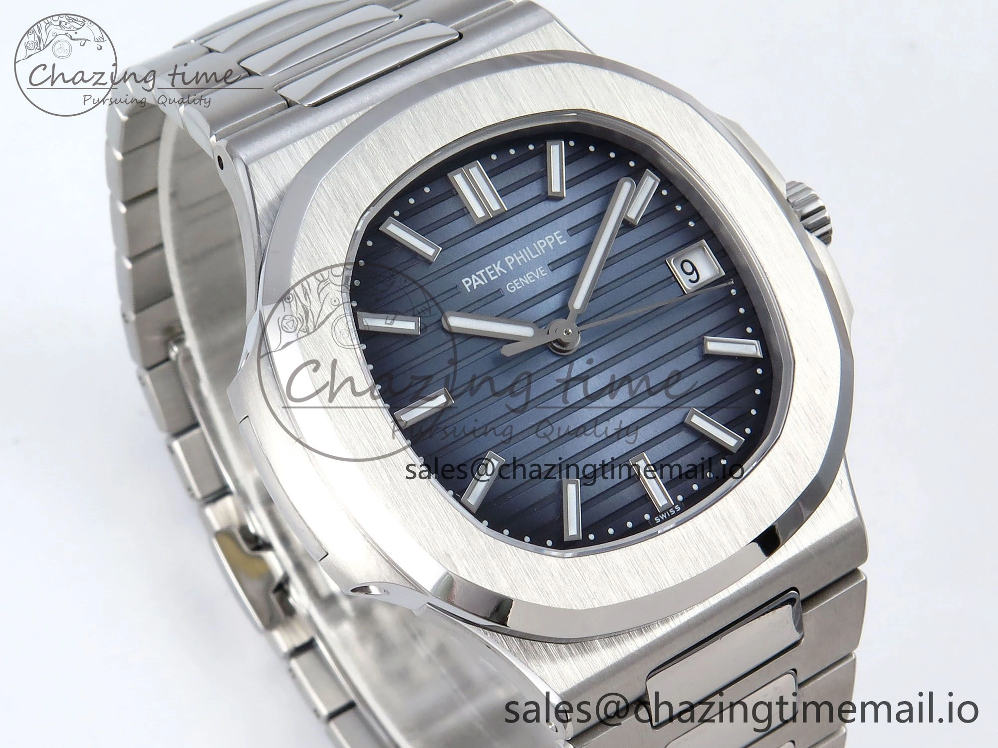 Nautilus 5711 3KF 1:1 Best Edition Blue Textured Dial on SS Bracelet A330 Super Clone