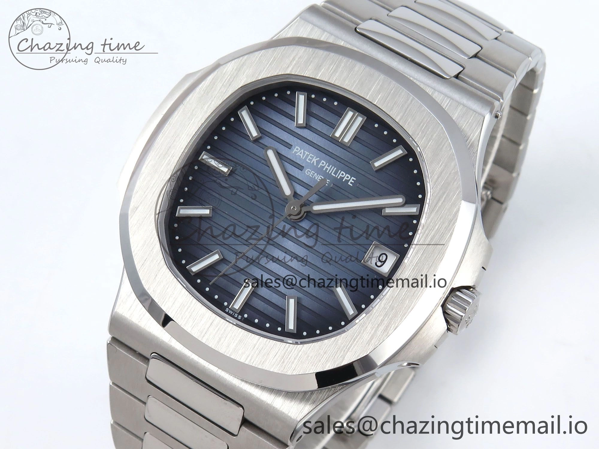 Nautilus 5711 3KF 1:1 Best Edition Blue Textured Dial on SS Bracelet A330 Super Clone