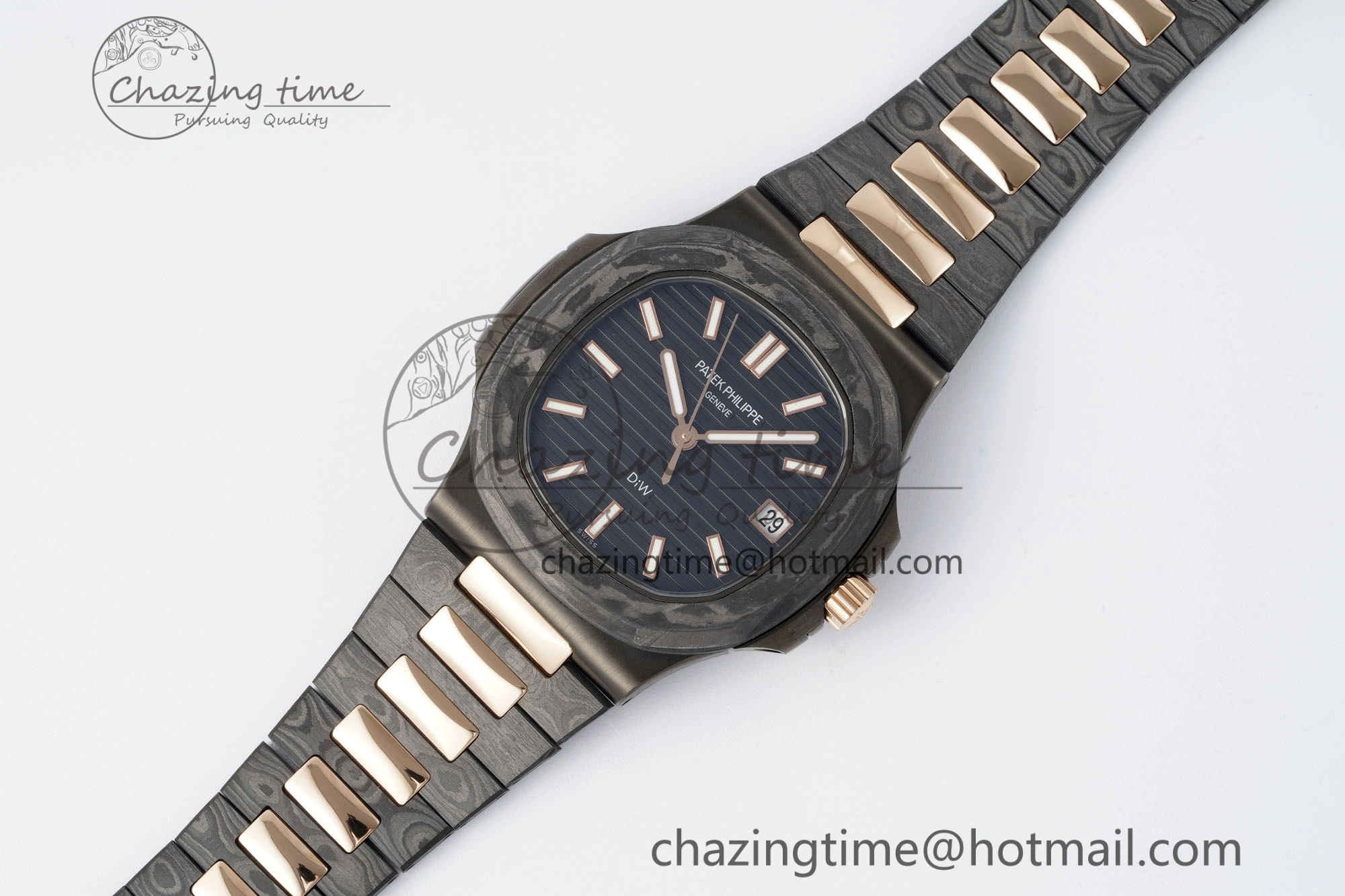Nautilus 5711 DIW Carbon DIWF 1:1 Best Edition Black Textured Dial on Carbon RG Bracelet 324CS