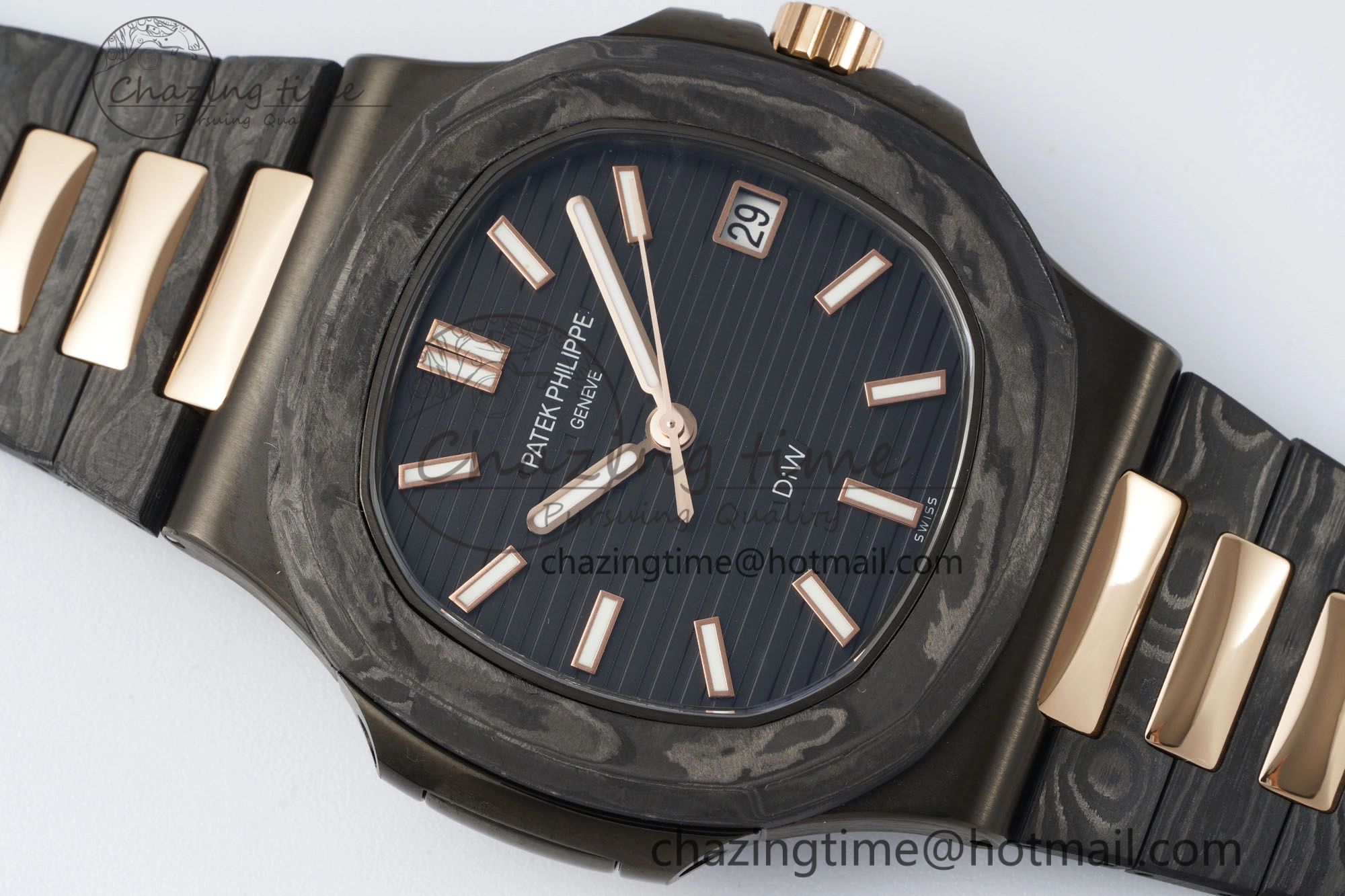 Nautilus 5711 DIW Carbon DIWF 1:1 Best Edition Black Textured Dial on Carbon RG Bracelet 324CS