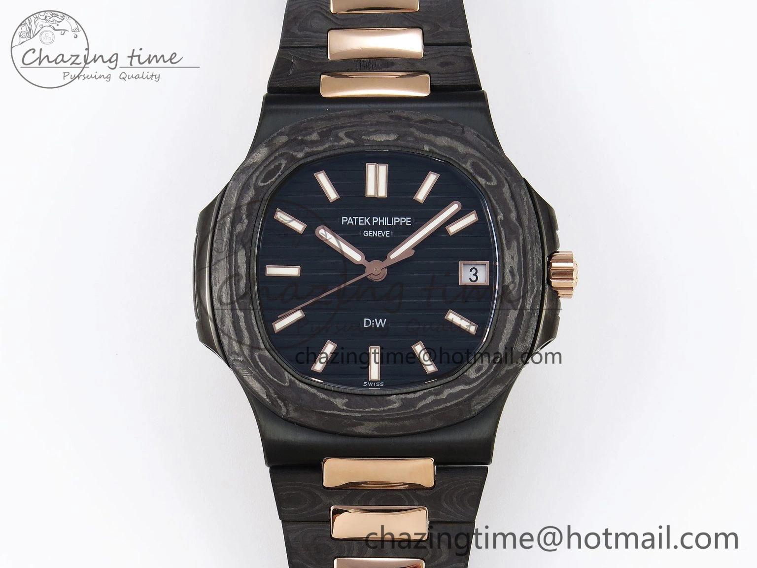 Nautilus 5711 DIW Carbon DIWF 1:1 Best Edition Black Textured Dial on Carbon RG Bracelet 324CS