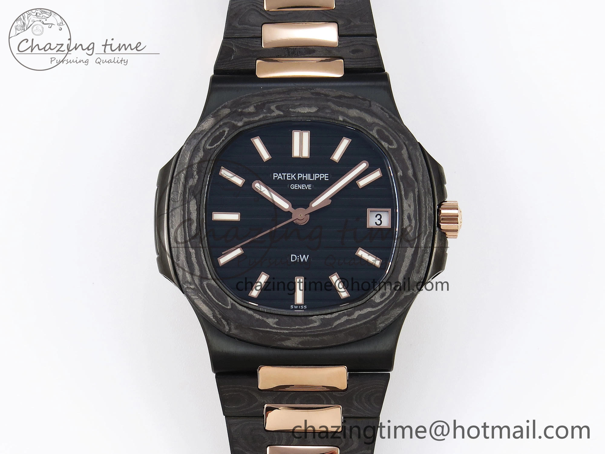 Nautilus 5711 DIW Carbon DIWF 1:1 Best Edition Black Textured Dial on Carbon RG Bracelet 324CS