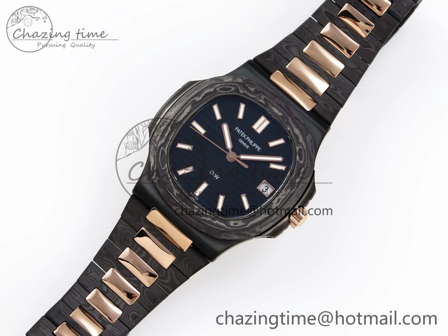 Nautilus 5711 DIW Carbon DIWF 1:1 Best Edition Black Textured Dial on Carbon RG Bracelet 324CS