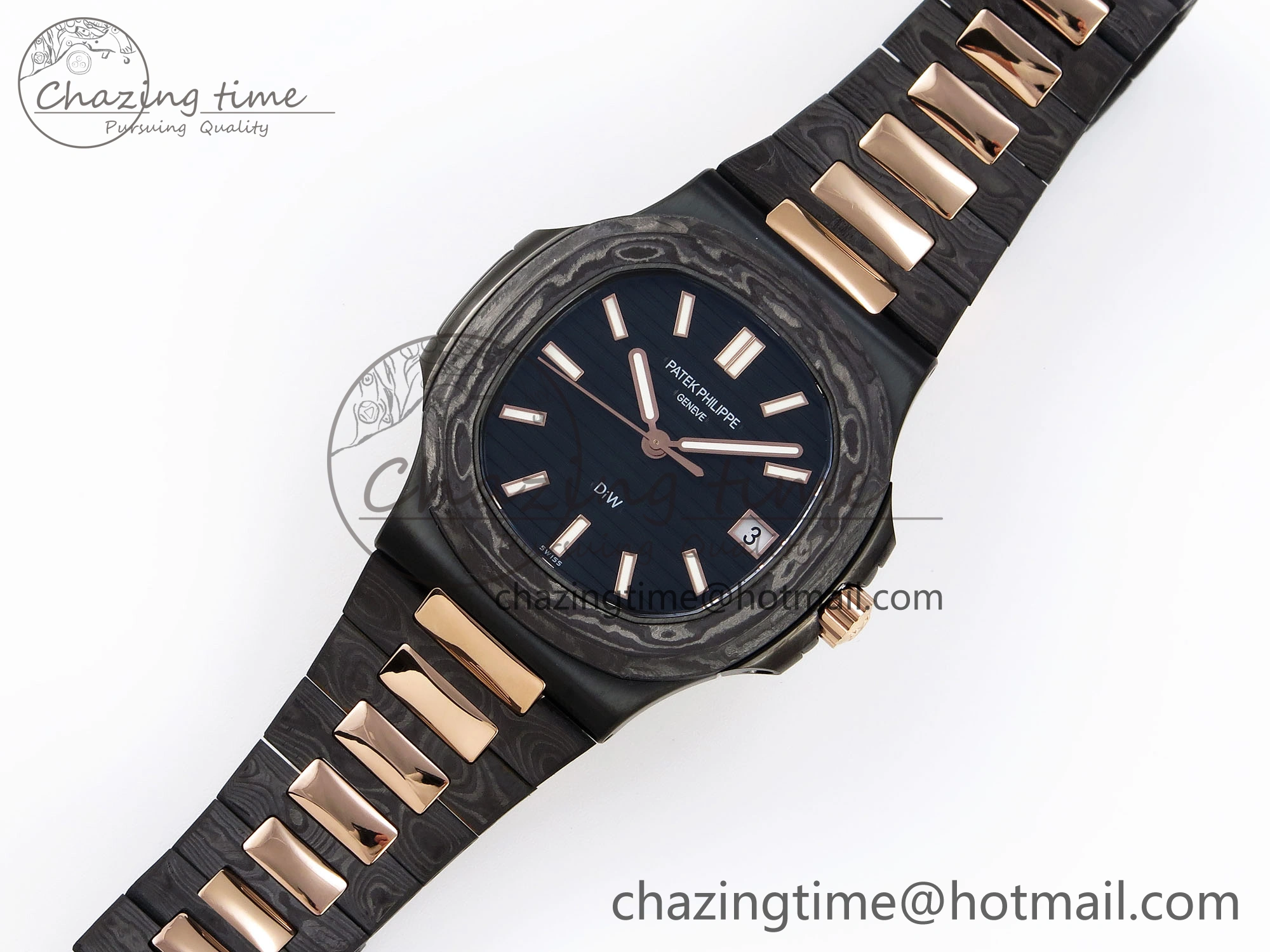 Nautilus 5711 DIW Carbon DIWF 1:1 Best Edition Black Textured Dial on Carbon RG Bracelet 324CS