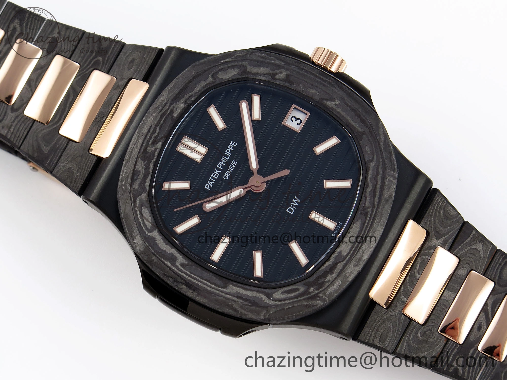Nautilus 5711 DIW Carbon DIWF 1:1 Best Edition Black Textured Dial on Carbon RG Bracelet 324CS
