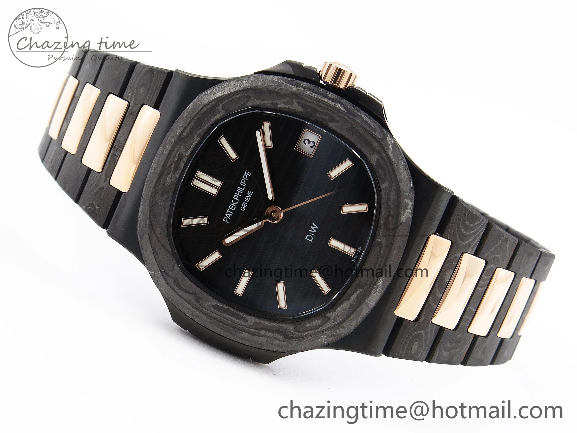 Nautilus 5711 DIW Carbon DIWF 1:1 Best Edition Black Textured Dial on Carbon RG Bracelet 324CS