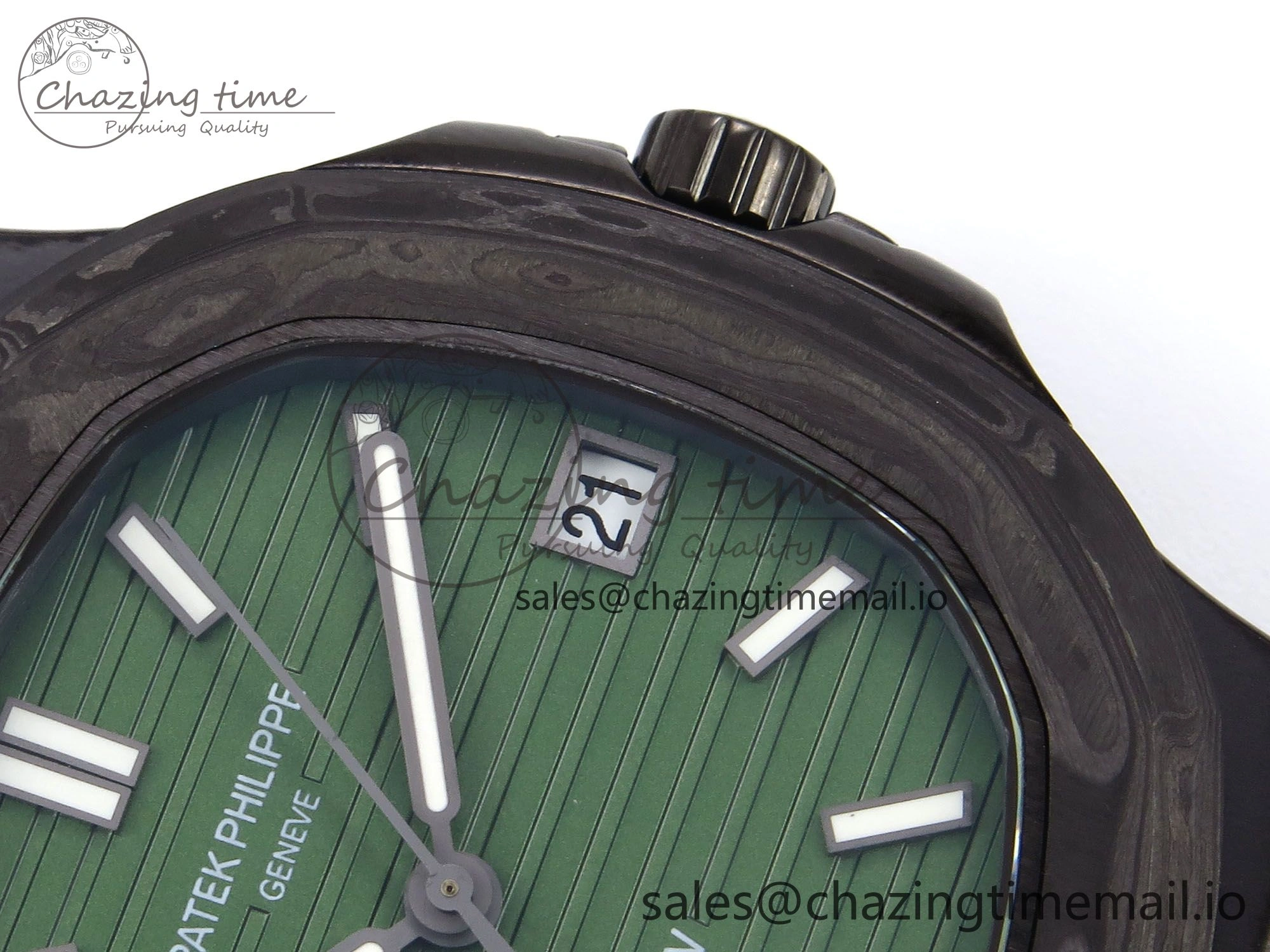 Nautilus 5711 DIW Carbon DIWF 1:1 Best Edition Green Textured Dial On Carbon Bracelet 324CS