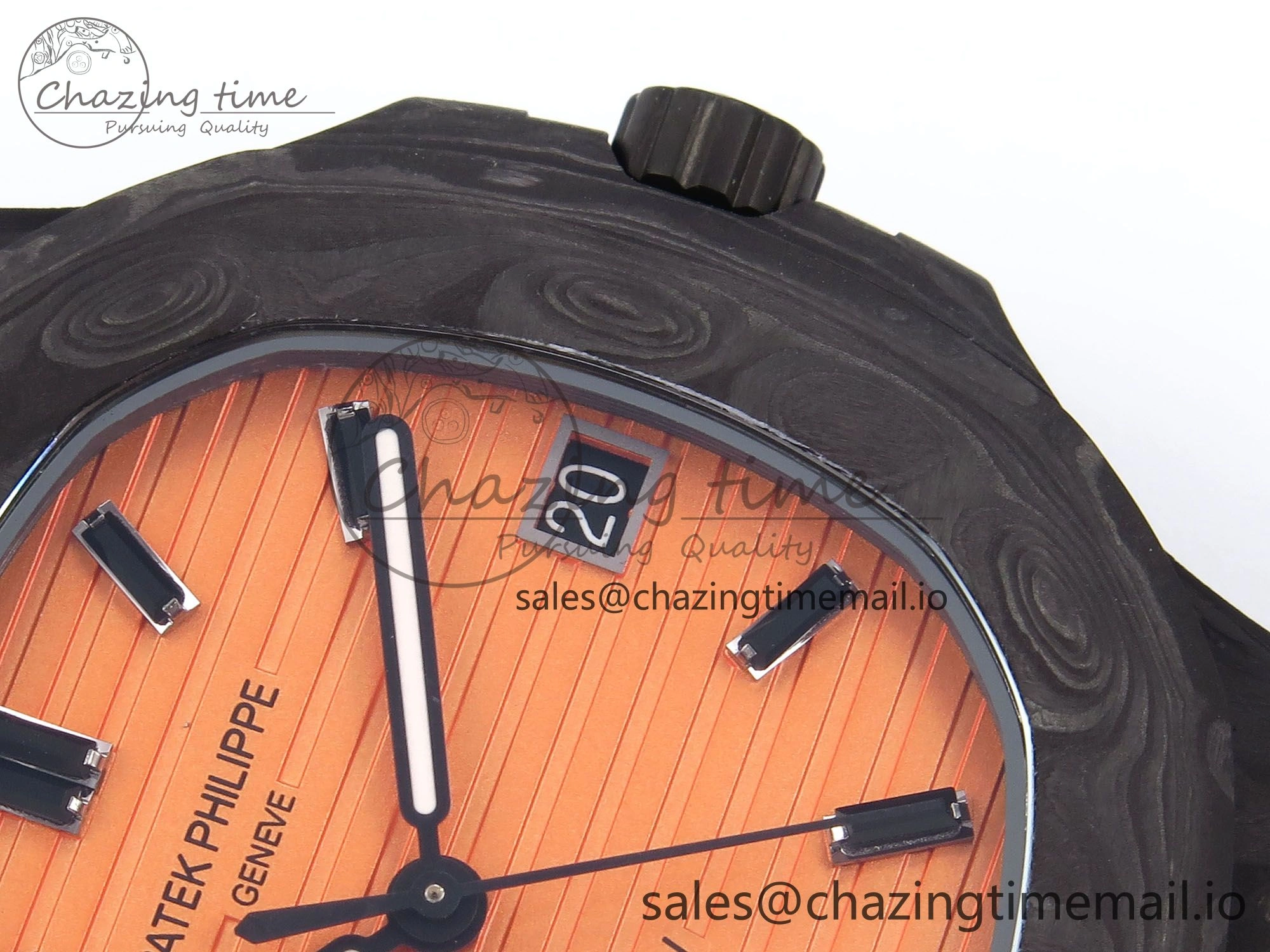Nautilus 5711 DIW Carbon DIWF 1:1 Best Edition Orange Textured Dial On Carbon Bracelet 324CS