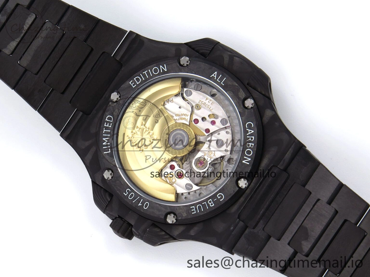Nautilus 5711 DIW Carbon DIWF 1:1 Best Edition Orange Textured Dial On Carbon Bracelet 324CS