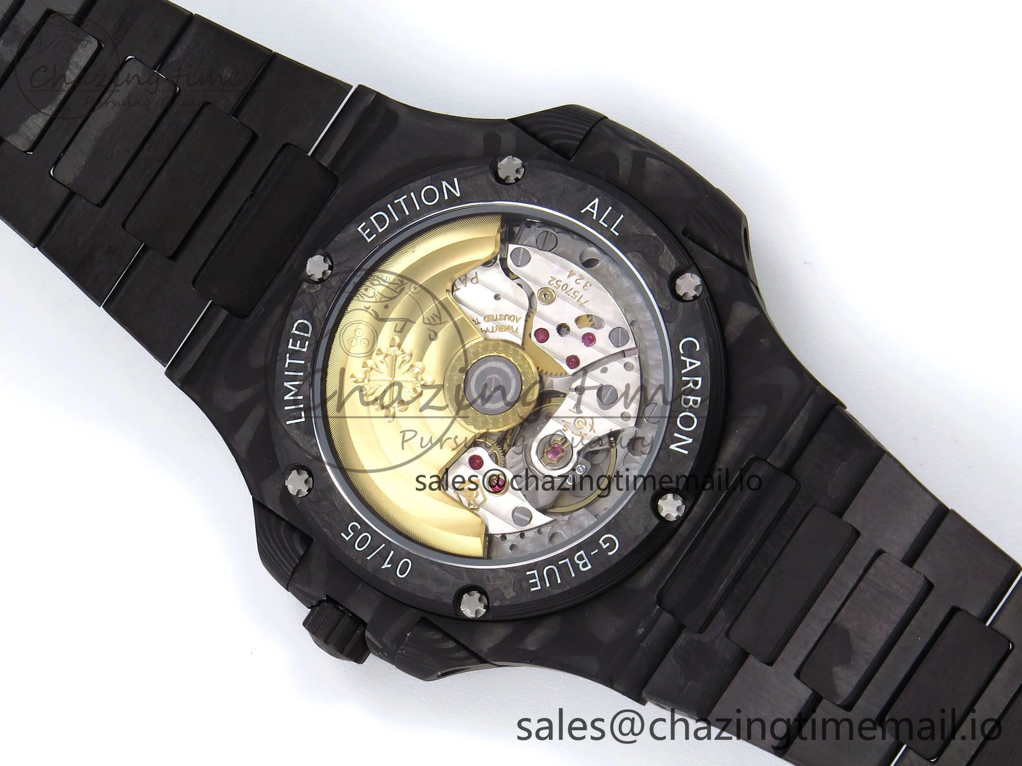 Nautilus 5711 DIW Carbon DIWF 1:1 Best Edition Orange Textured Dial On Carbon Bracelet 324CS