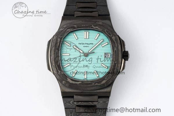 Nautilus 5711 DIW Carbon DIWF 1:1 Best Edition Tiffany Blue Textured Dial on Carbon PVD Bracelet 324CS