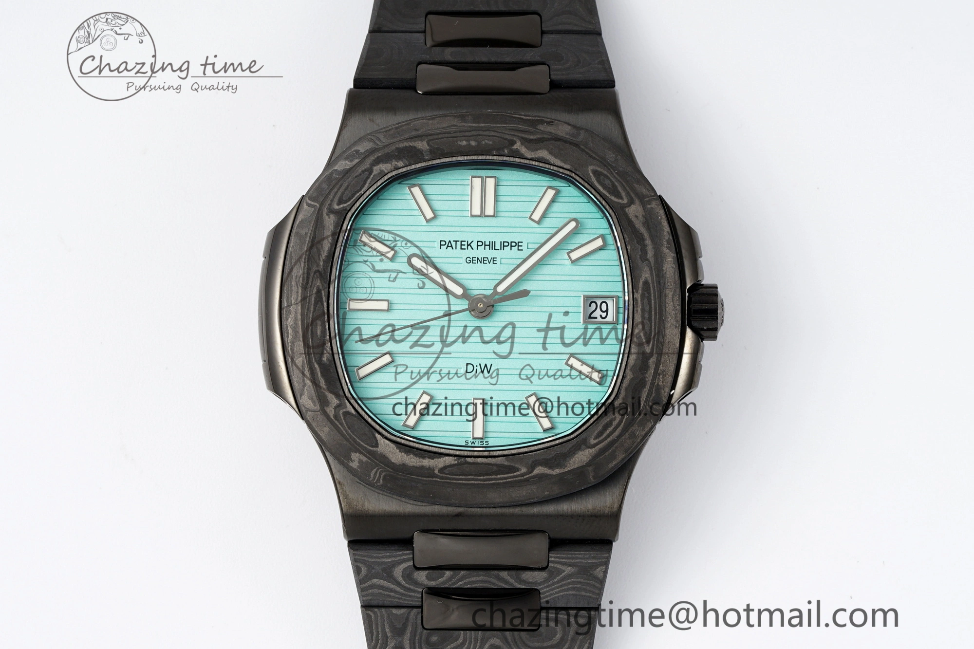Nautilus 5711 DIW Carbon DIWF 1:1 Best Edition Tiffany Blue Textured Dial on Carbon PVD Bracelet 324CS