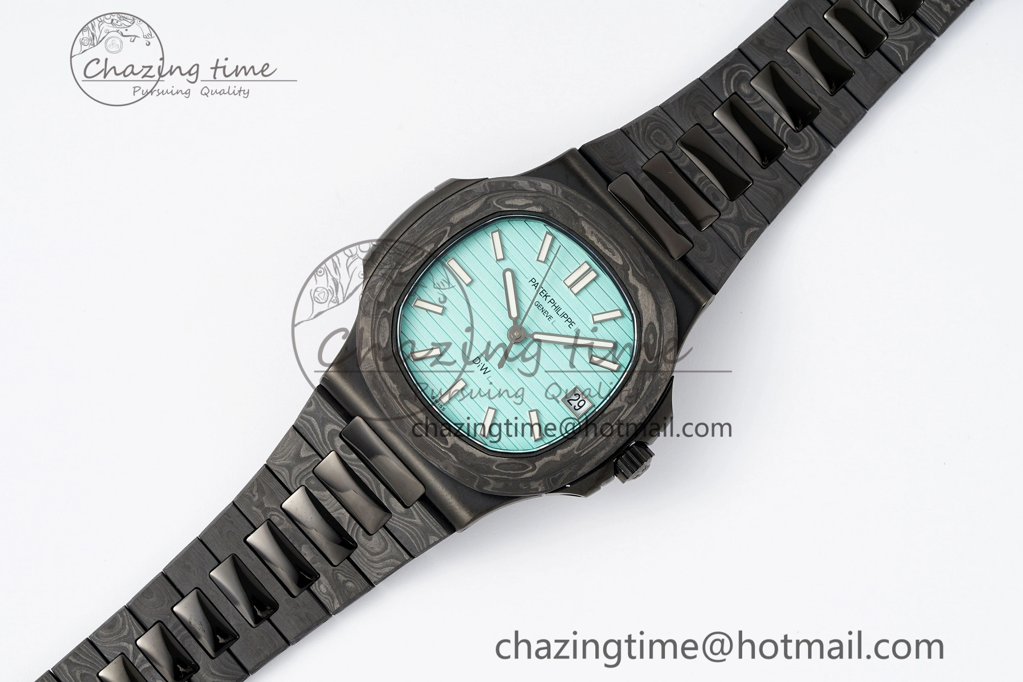 Nautilus 5711 DIW Carbon DIWF 1:1 Best Edition Tiffany Blue Textured Dial on Carbon PVD Bracelet 324CS