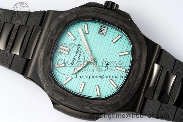 Nautilus 5711 DIW Carbon DIWF 1:1 Best Edition Tiffany Blue Textured Dial on Carbon PVD Bracelet 324CS