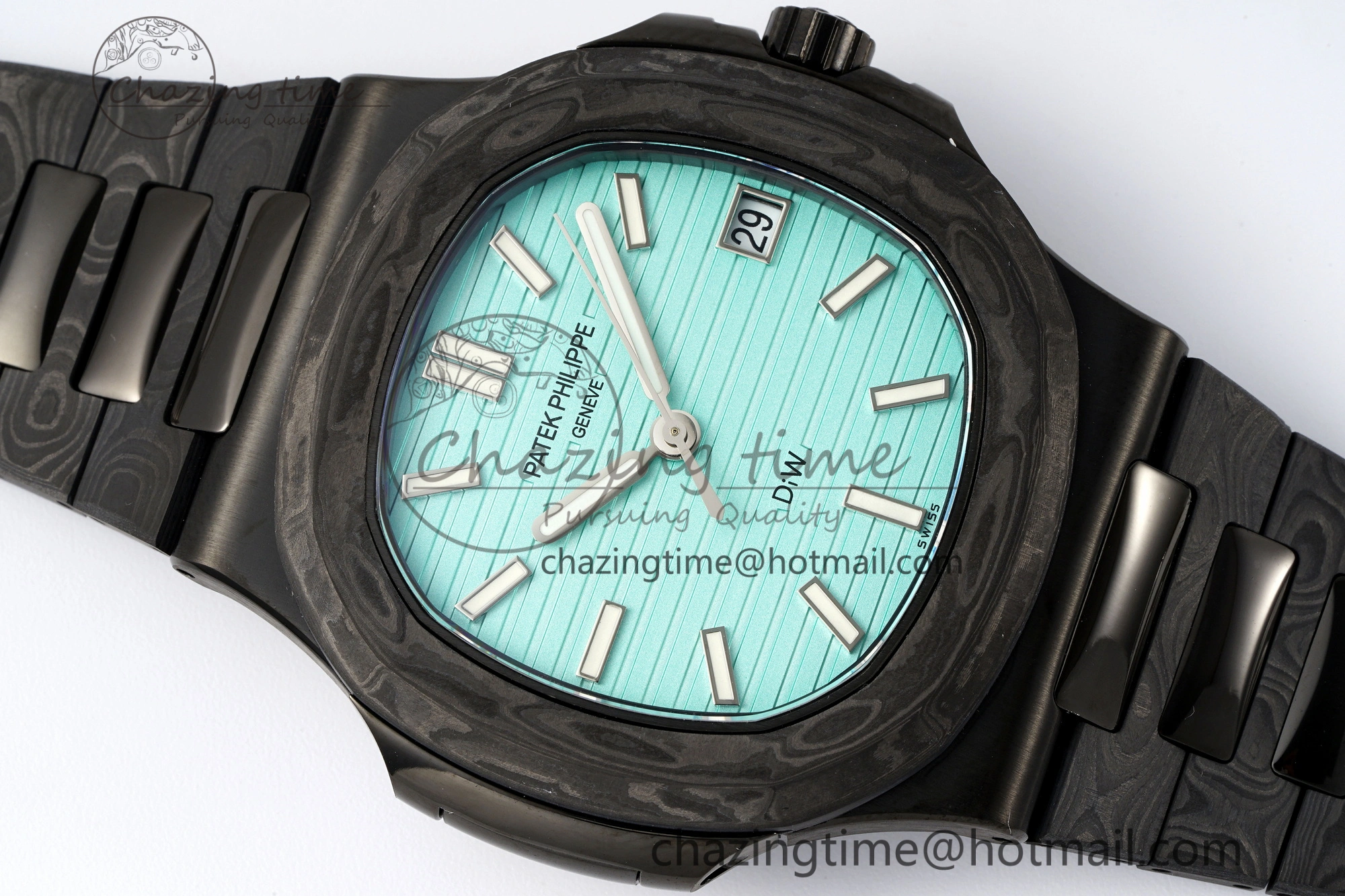 Nautilus 5711 DIW Carbon DIWF 1:1 Best Edition Tiffany Blue Textured Dial on Carbon PVD Bracelet 324CS