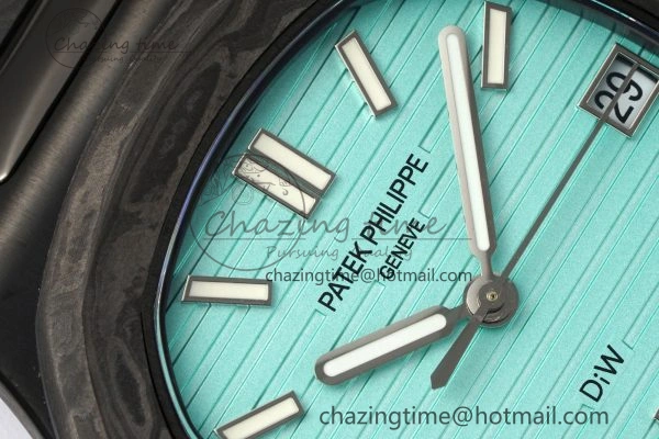 Nautilus 5711 DIW Carbon DIWF 1:1 Best Edition Tiffany Blue Textured Dial on Carbon PVD Bracelet 324CS
