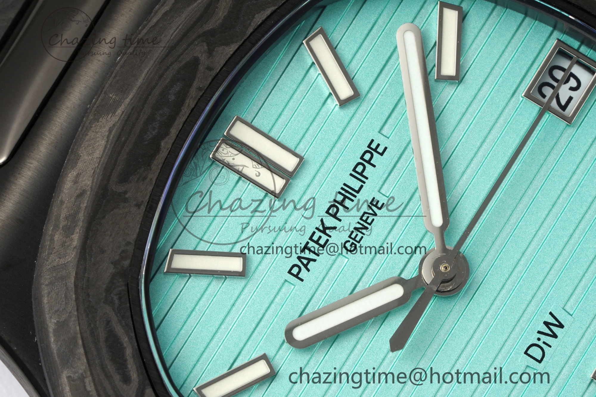 Nautilus 5711 DIW Carbon DIWF 1:1 Best Edition Tiffany Blue Textured Dial on Carbon PVD Bracelet 324CS