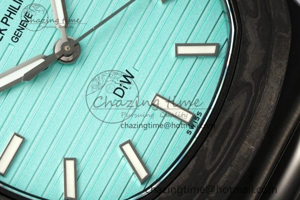 Nautilus 5711 DIW Carbon DIWF 1:1 Best Edition Tiffany Blue Textured Dial on Carbon PVD Bracelet 324CS