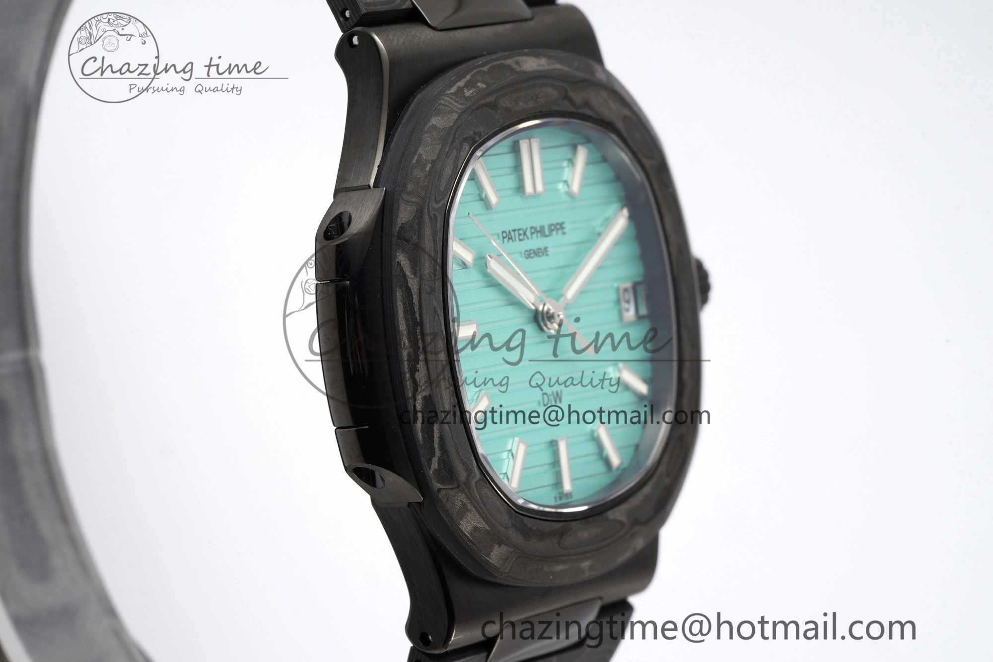 Nautilus 5711 DIW Carbon DIWF 1:1 Best Edition Tiffany Blue Textured Dial on Carbon PVD Bracelet 324CS