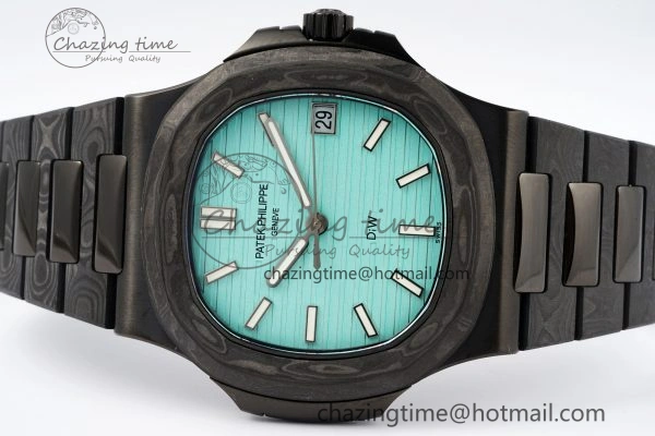 Nautilus 5711 DIW Carbon DIWF 1:1 Best Edition Tiffany Blue Textured Dial on Carbon PVD Bracelet 324CS