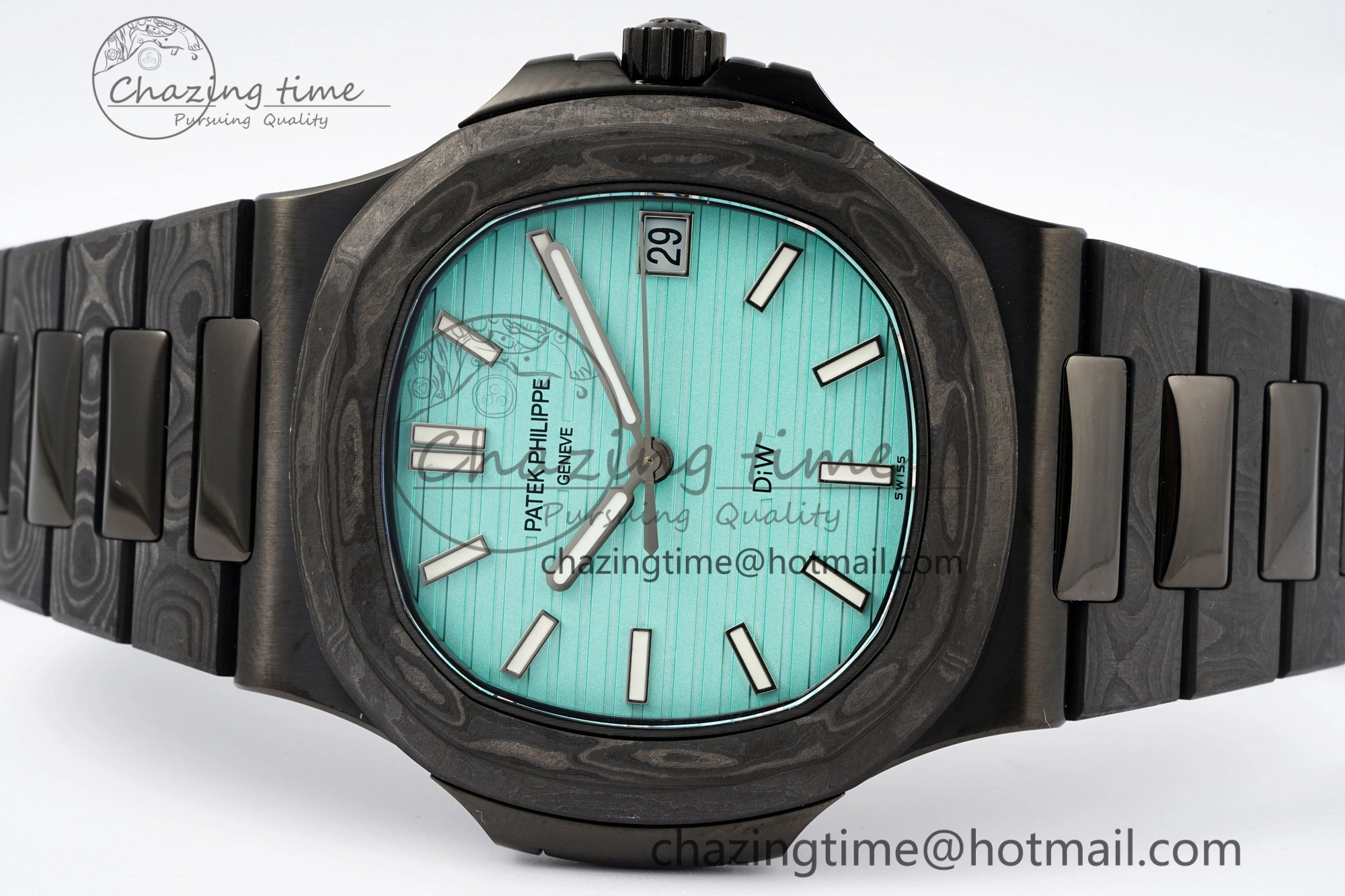 Nautilus 5711 DIW Carbon DIWF 1:1 Best Edition Tiffany Blue Textured Dial on Carbon PVD Bracelet 324CS