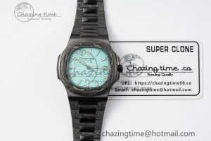 Nautilus 5711 DIW Carbon DIWF 1:1 Best Edition Tiffany Blue Textured Dial on Carbon PVD Bracelet 324CS