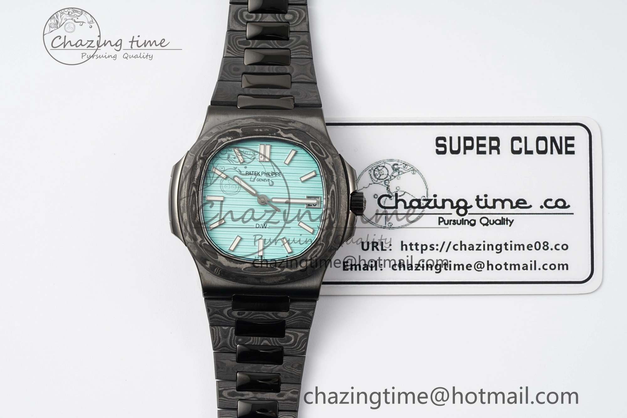 Nautilus 5711 DIW Carbon DIWF 1:1 Best Edition Tiffany Blue Textured Dial on Carbon PVD Bracelet 324CS