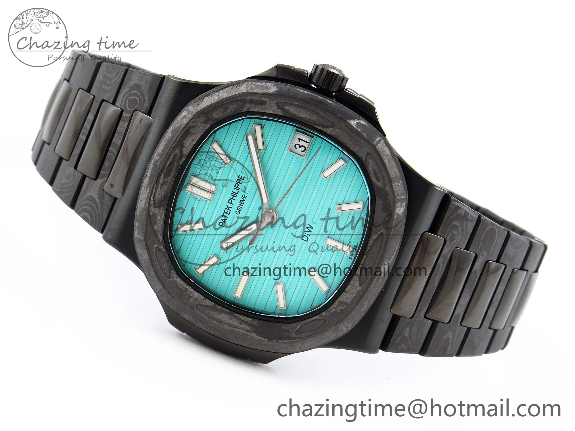 Nautilus 5711 DIW Carbon DIWF 1:1 Best Edition Tiffany Blue Textured Dial on Carbon PVD Bracelet 324CS