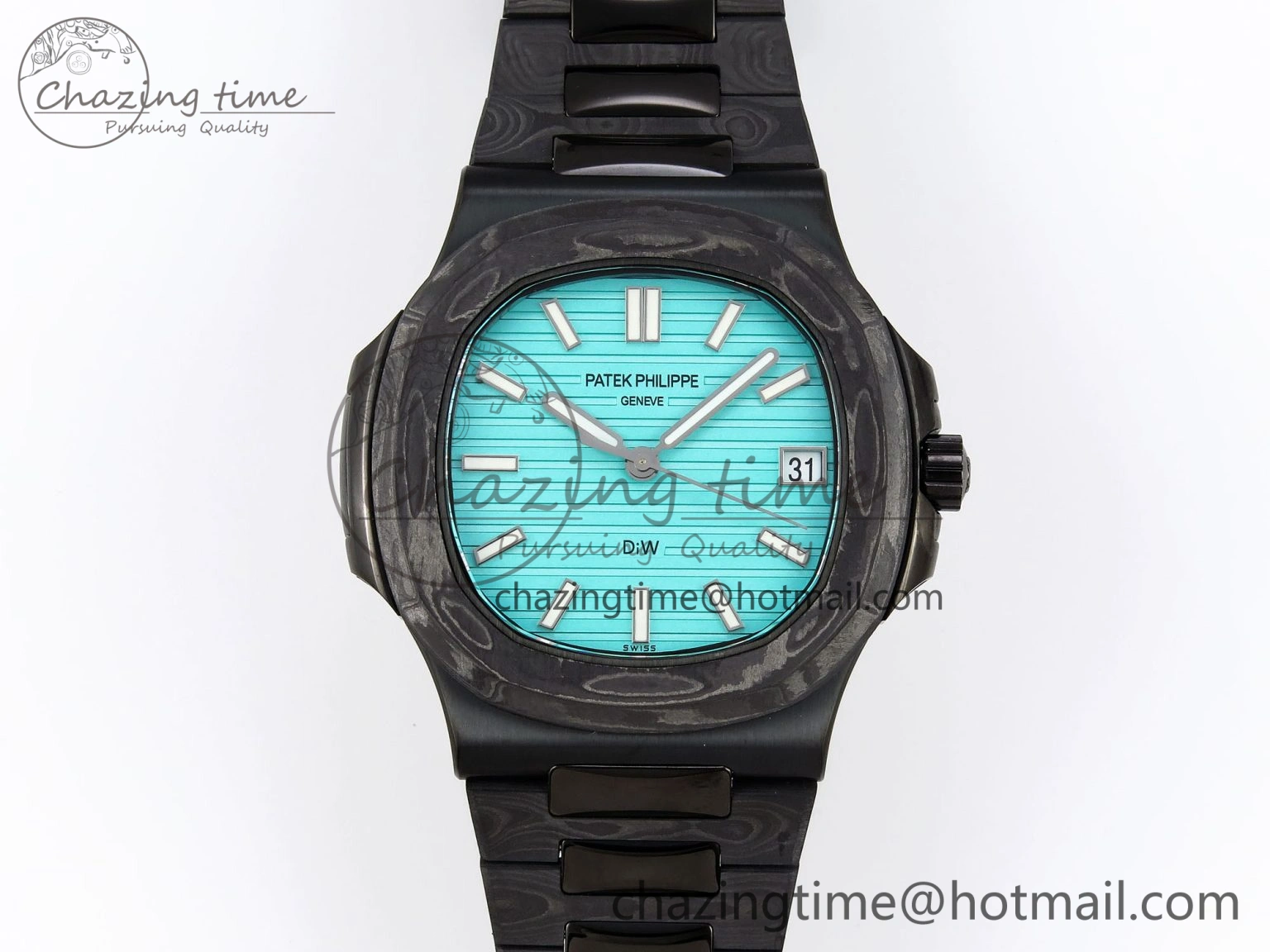 Nautilus 5711 DIW Carbon DIWF 1:1 Best Edition Tiffany Blue Textured Dial on Carbon PVD Bracelet 324CS