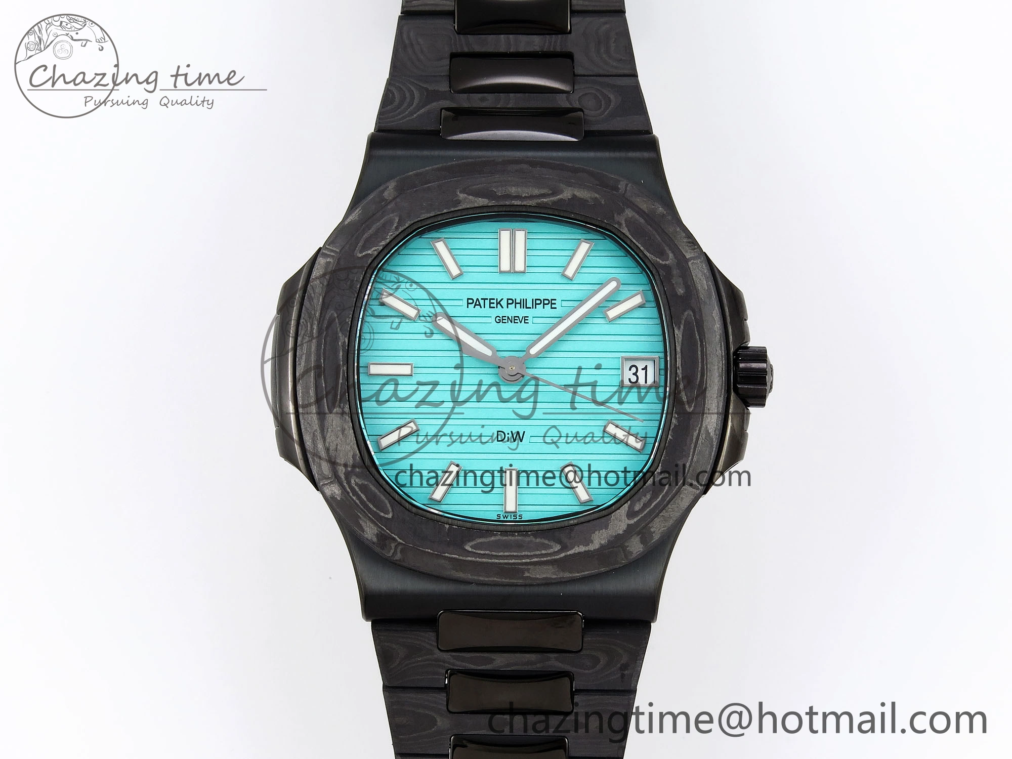 Nautilus 5711 DIW Carbon DIWF 1:1 Best Edition Tiffany Blue Textured Dial on Carbon PVD Bracelet 324CS