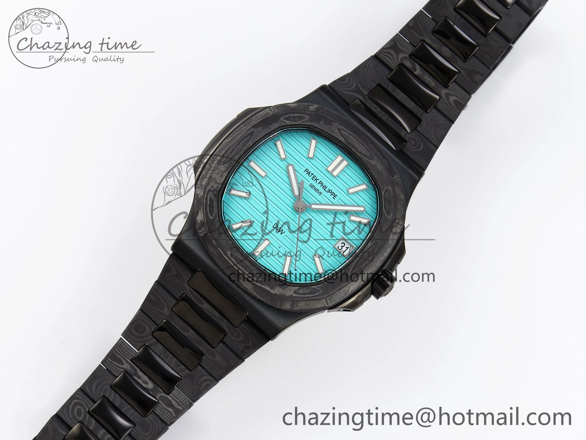 Nautilus 5711 DIW Carbon DIWF 1:1 Best Edition Tiffany Blue Textured Dial on Carbon PVD Bracelet 324CS