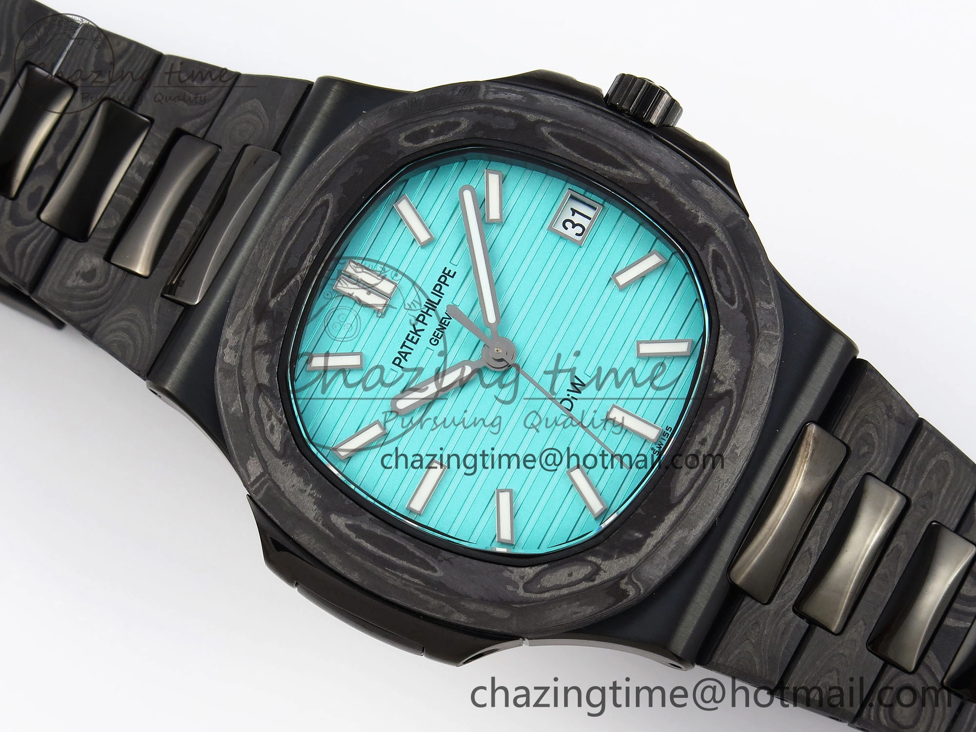 Nautilus 5711 DIW Carbon DIWF 1:1 Best Edition Tiffany Blue Textured Dial on Carbon PVD Bracelet 324CS
