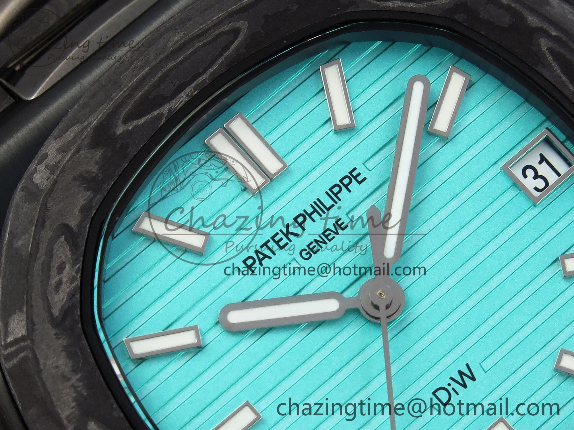 Nautilus 5711 DIW Carbon DIWF 1:1 Best Edition Tiffany Blue Textured Dial on Carbon PVD Bracelet 324CS
