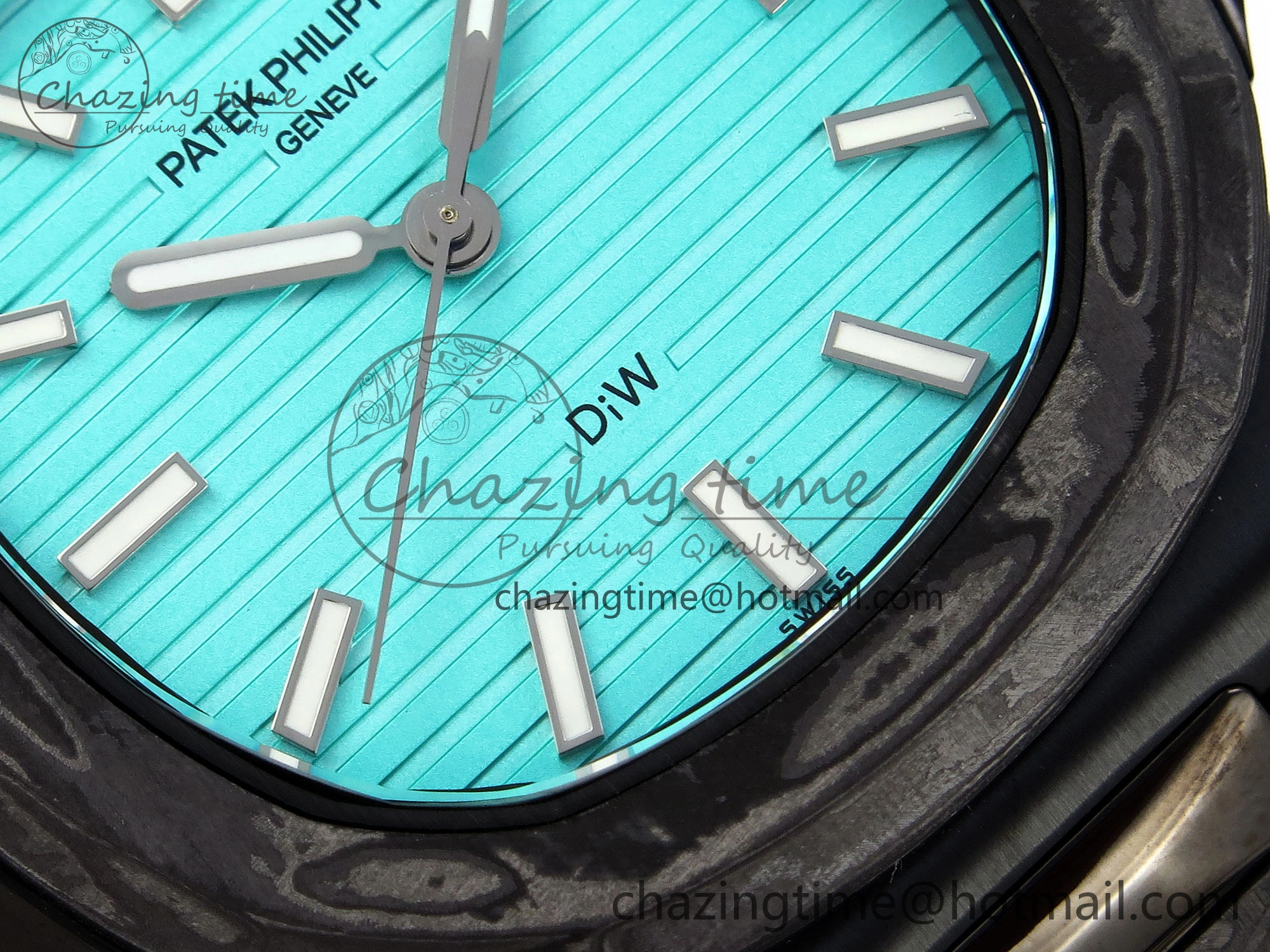 Nautilus 5711 DIW Carbon DIWF 1:1 Best Edition Tiffany Blue Textured Dial on Carbon PVD Bracelet 324CS