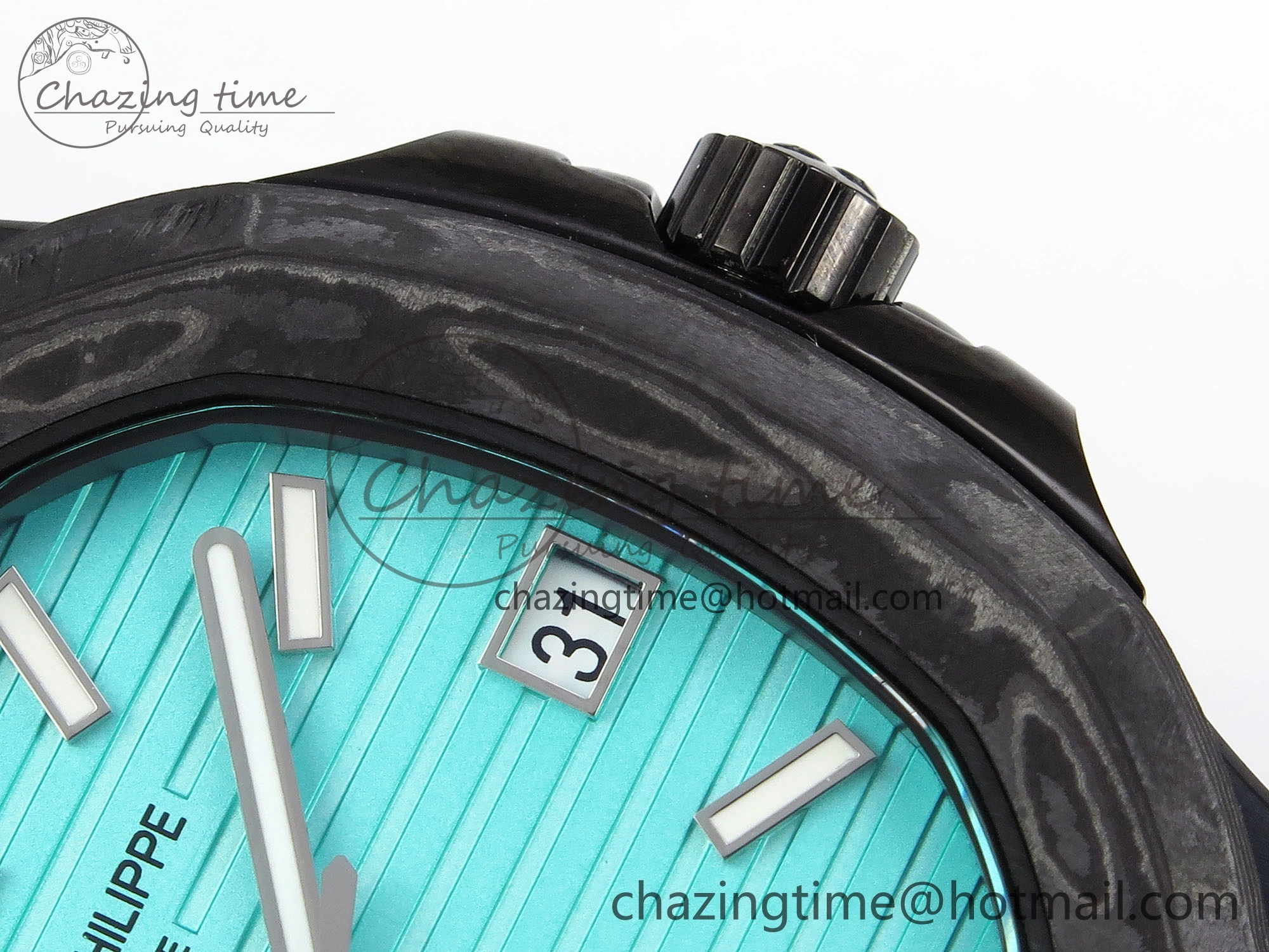 Nautilus 5711 DIW Carbon DIWF 1:1 Best Edition Tiffany Blue Textured Dial on Carbon PVD Bracelet 324CS
