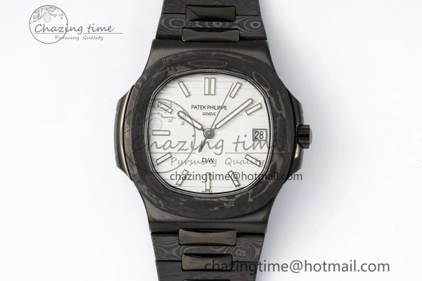 Nautilus 5711 DIW Carbon DIWF 1:1 Best Edition White Dial on Carbon PVD Bracelet 324CS