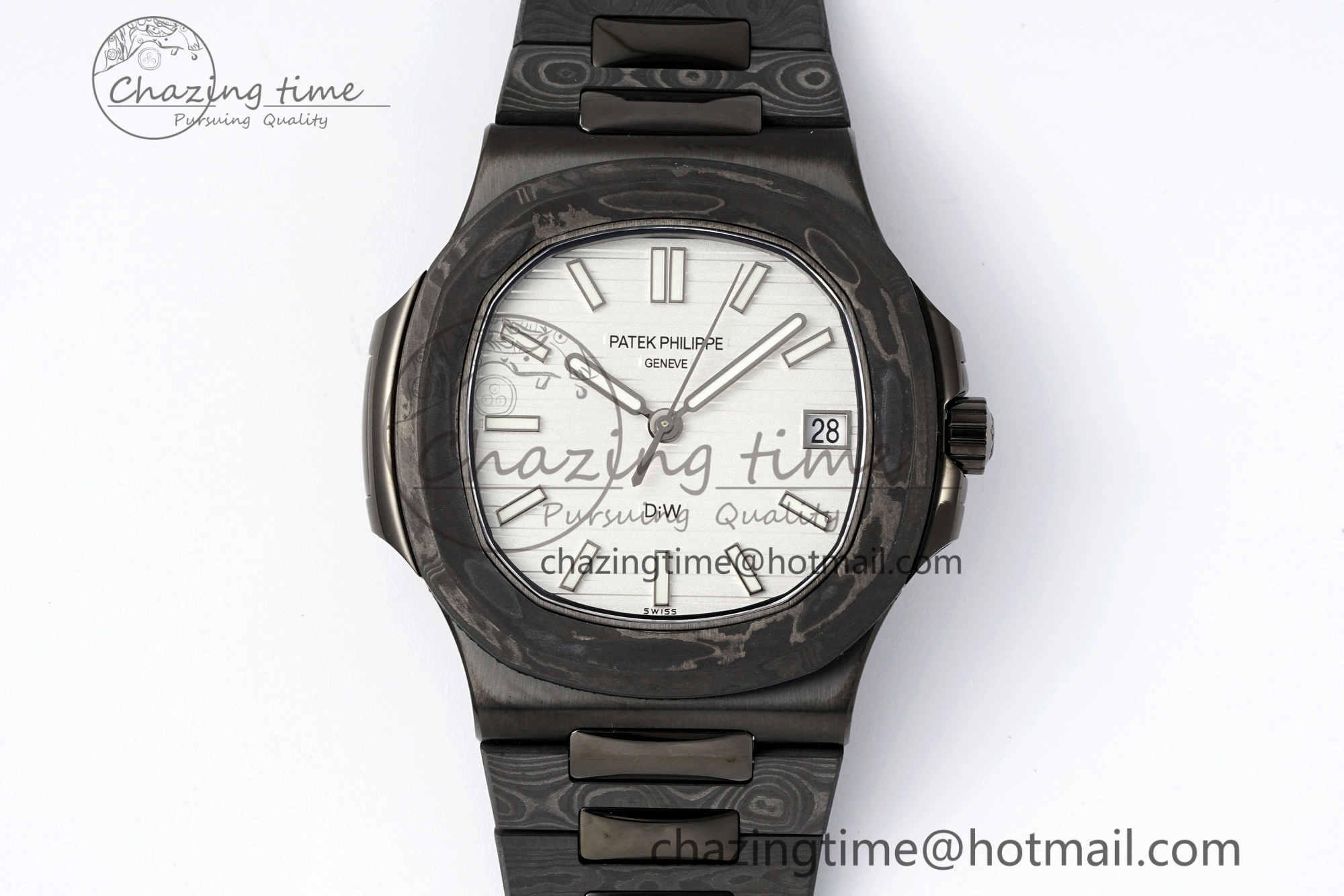 Nautilus 5711 DIW Carbon DIWF 1:1 Best Edition White Dial on Carbon PVD Bracelet 324CS