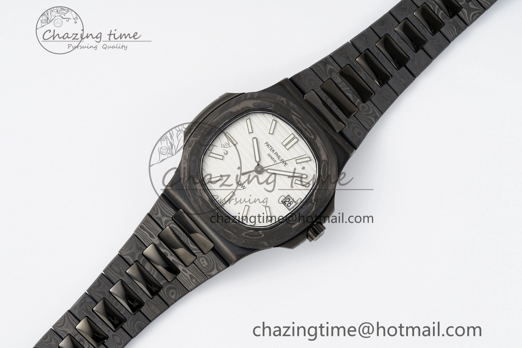Nautilus 5711 DIW Carbon DIWF 1:1 Best Edition White Dial on Carbon PVD Bracelet 324CS