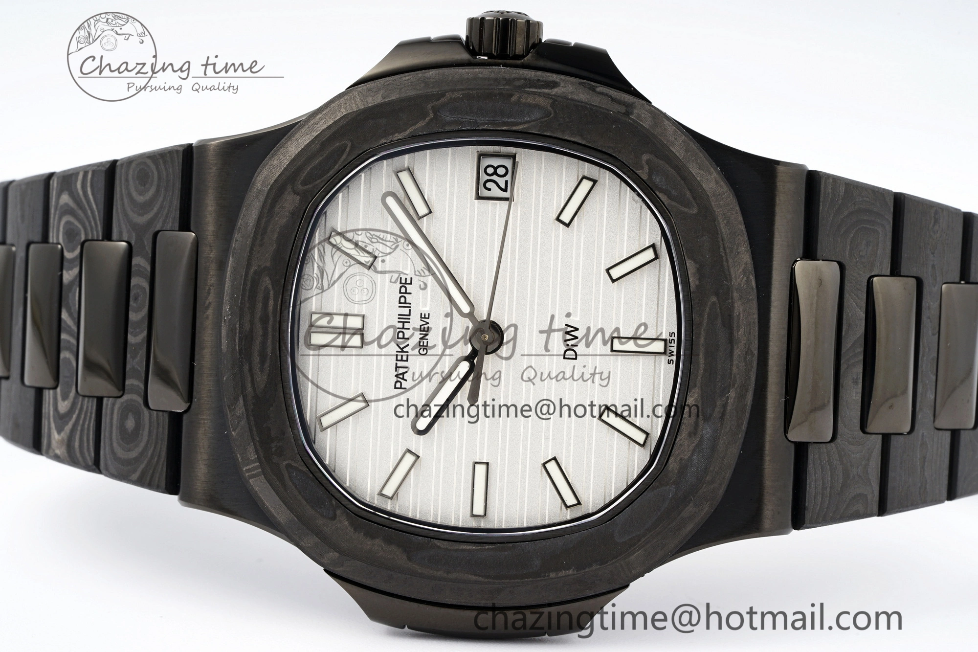 Nautilus 5711 DIW Carbon DIWF 1:1 Best Edition White Dial on Carbon PVD Bracelet 324CS