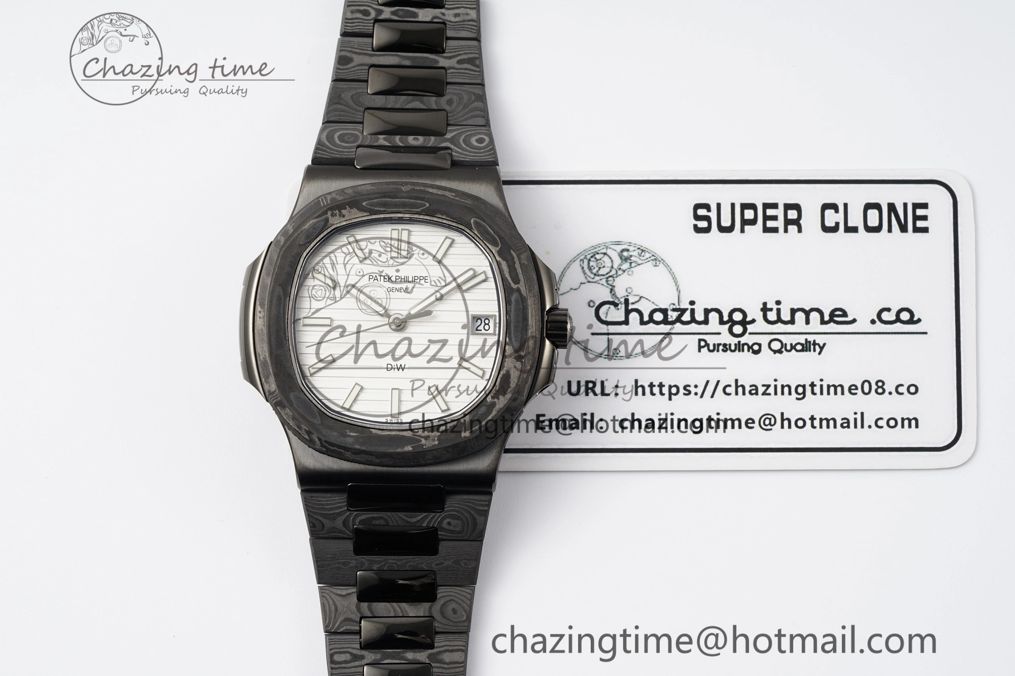 Nautilus 5711 DIW Carbon DIWF 1:1 Best Edition White Dial on Carbon PVD Bracelet 324CS