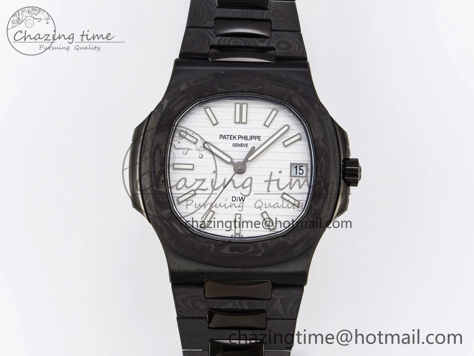 Nautilus 5711 DIW Carbon DIWF 1:1 Best Edition White Textured Dial on Carbon PVD Bracelet 324CS
