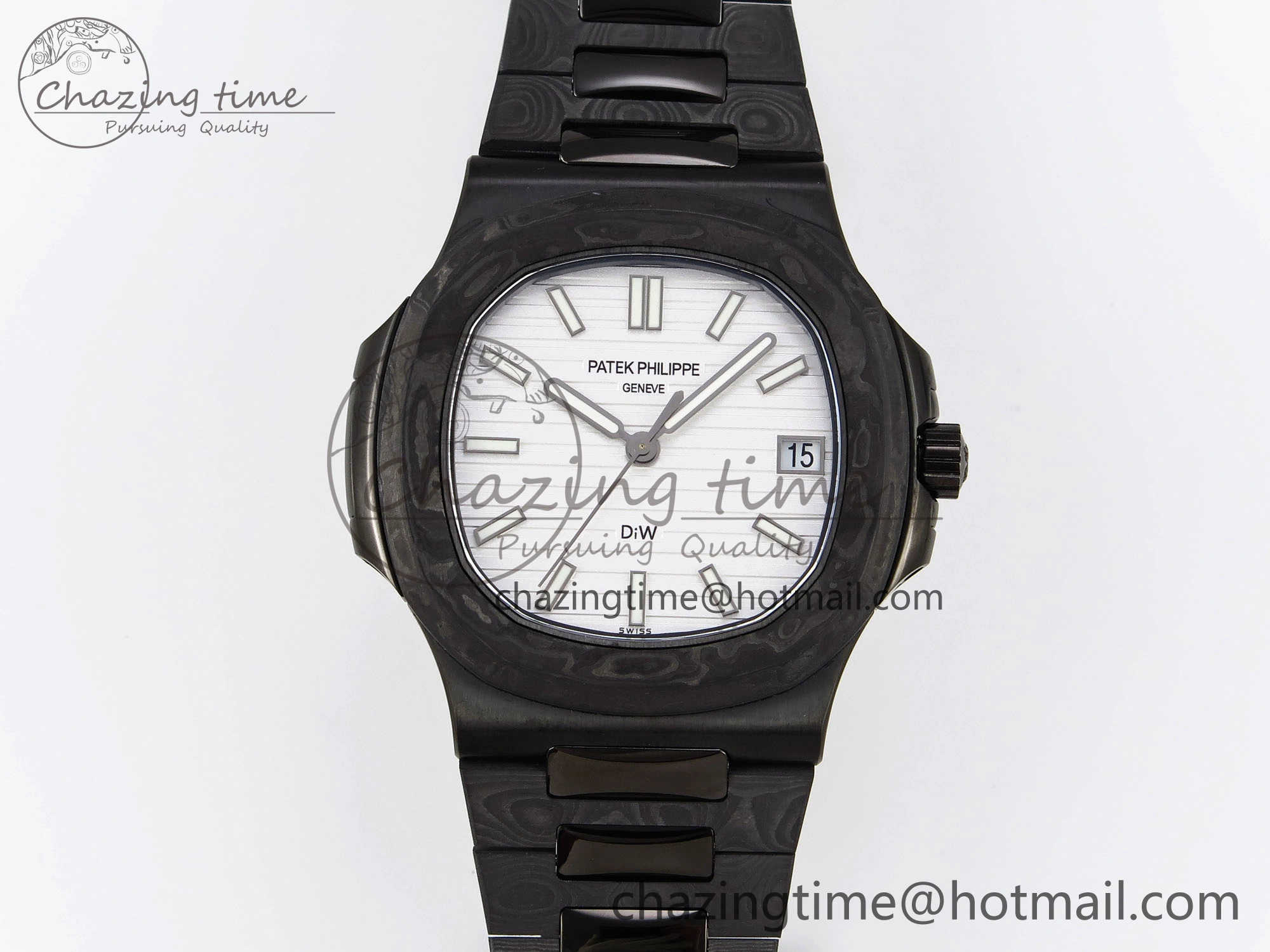 Nautilus 5711 DIW Carbon DIWF 1:1 Best Edition White Textured Dial on Carbon PVD Bracelet 324CS