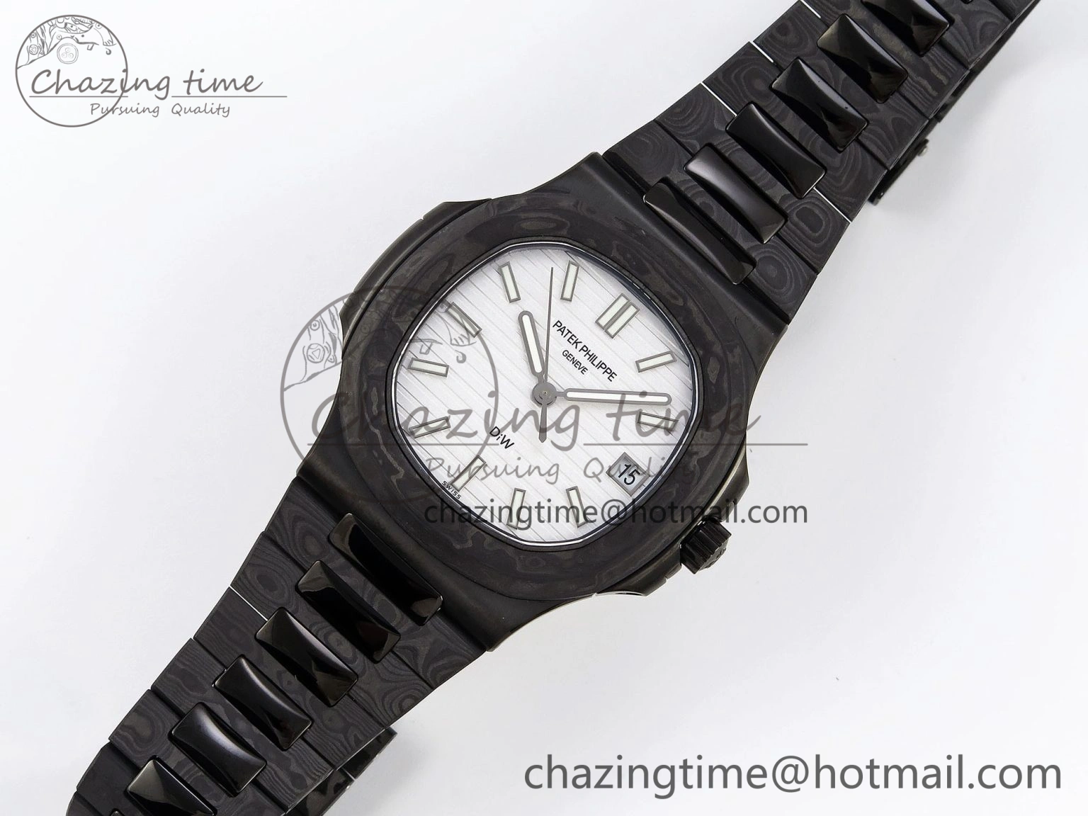 Nautilus 5711 DIW Carbon DIWF 1:1 Best Edition White Textured Dial on Carbon PVD Bracelet 324CS