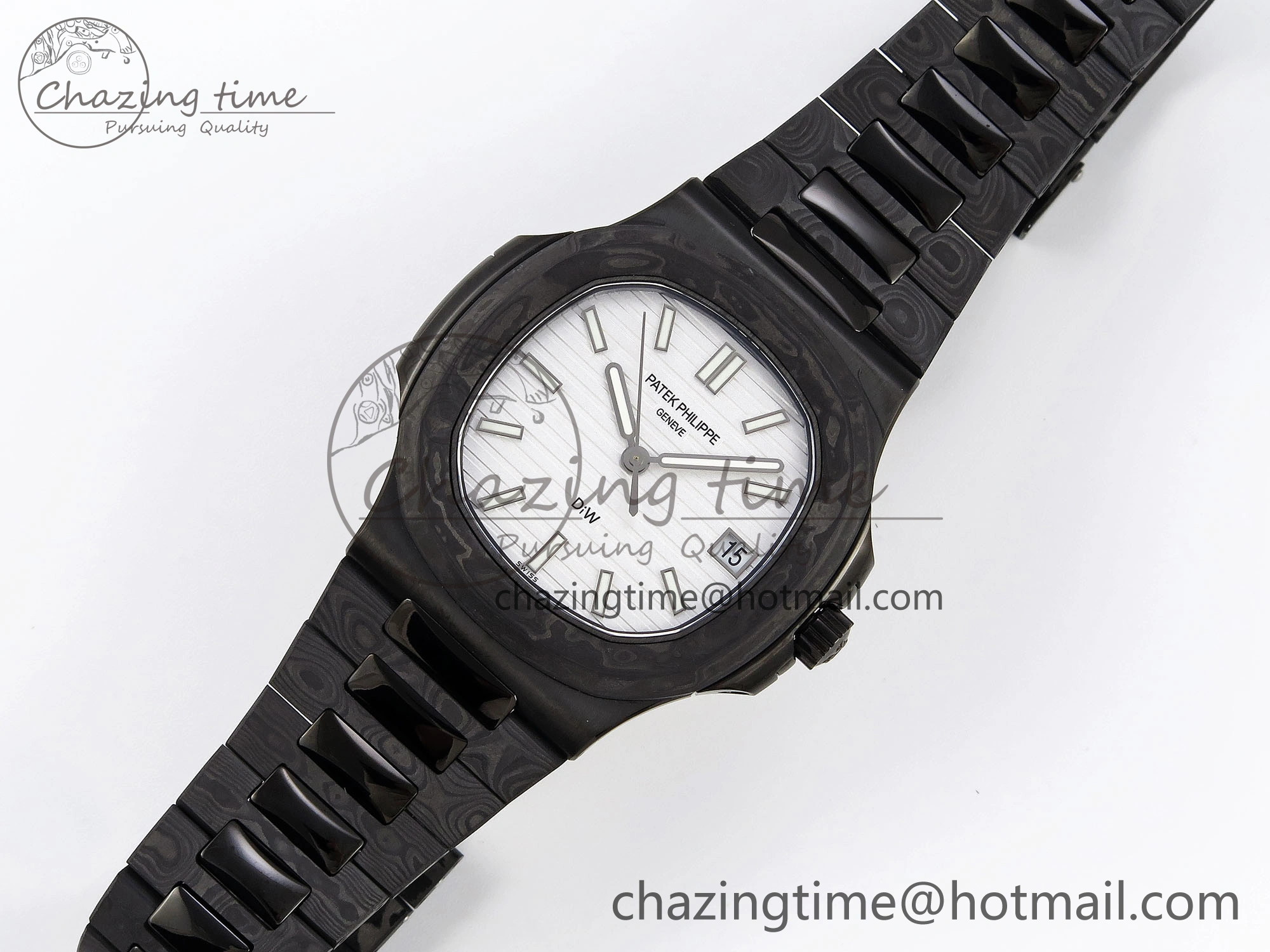 Nautilus 5711 DIW Carbon DIWF 1:1 Best Edition White Textured Dial on Carbon PVD Bracelet 324CS