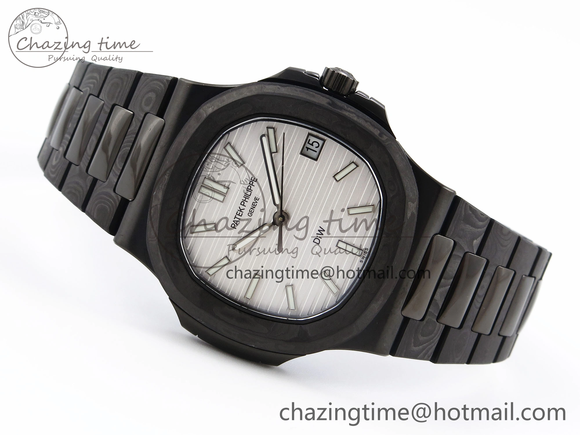 Nautilus 5711 DIW Carbon DIWF 1:1 Best Edition White Textured Dial on Carbon PVD Bracelet 324CS