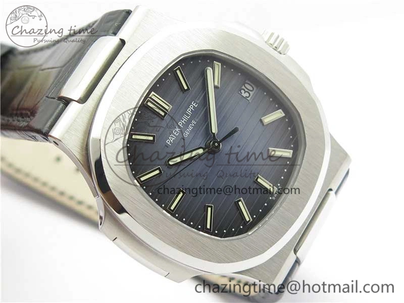 Nautilus 5711 PPF 1:1 Best Edition Blue Textured Dial on Leather Strap 324CS V4