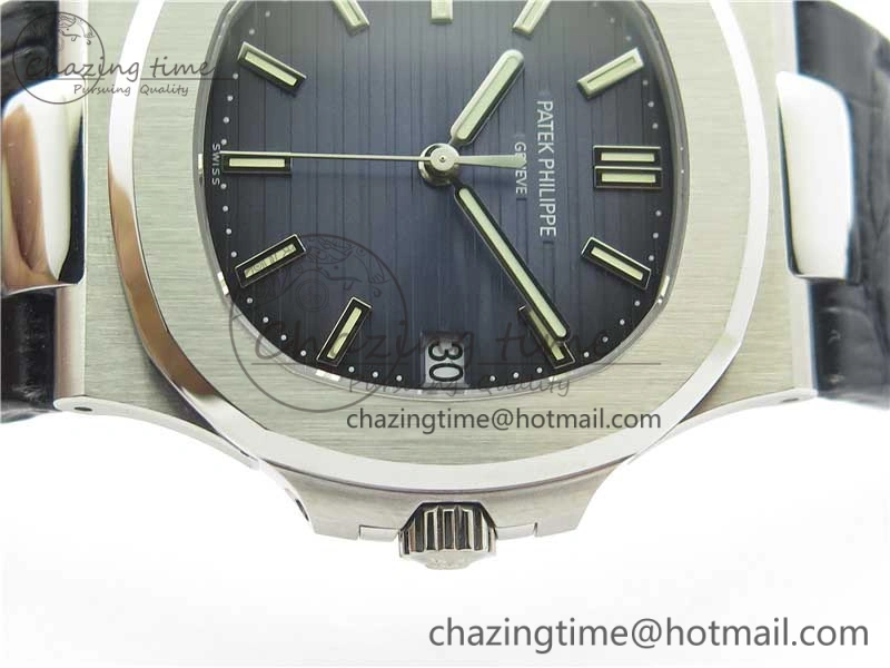 Nautilus 5711 PPF 1:1 Best Edition Blue Textured Dial on Leather Strap 324CS V4