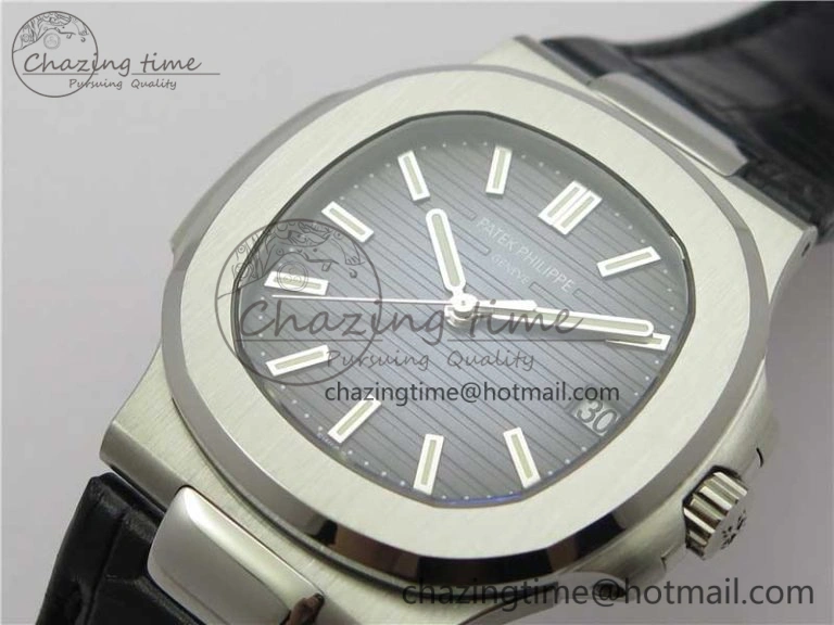 Nautilus 5711 PPF 1:1 Best Edition Blue Textured Dial on Leather Strap 324CS V4